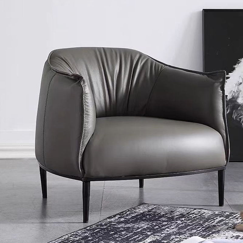 Faux Leather Barrel Accent Chair with Tight Back, 35.43" W √ó 33.86" L √ó 29.92" H