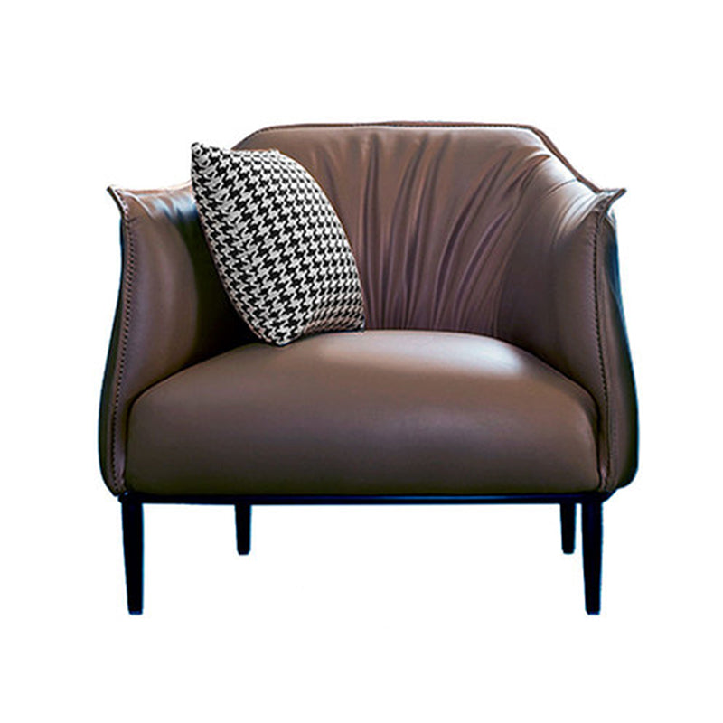 Faux Leather Barrel Accent Chair with Tight Back, 35.43" W √ó 33.86" L √ó 29.92" H