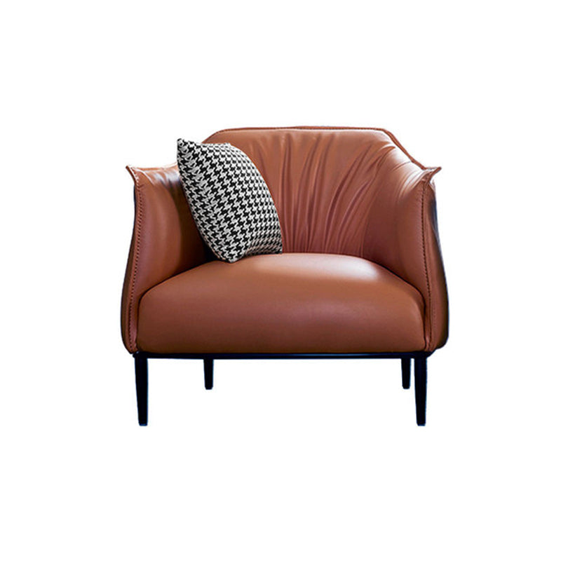 Faux Leather Barrel Accent Chair with Tight Back, 35.43" W √ó 33.86" L √ó 29.92" H