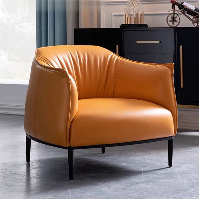 Faux Leather Barrel Accent Chair with Tight Back, 35.43" W √ó 33.86" L √ó 29.92" H