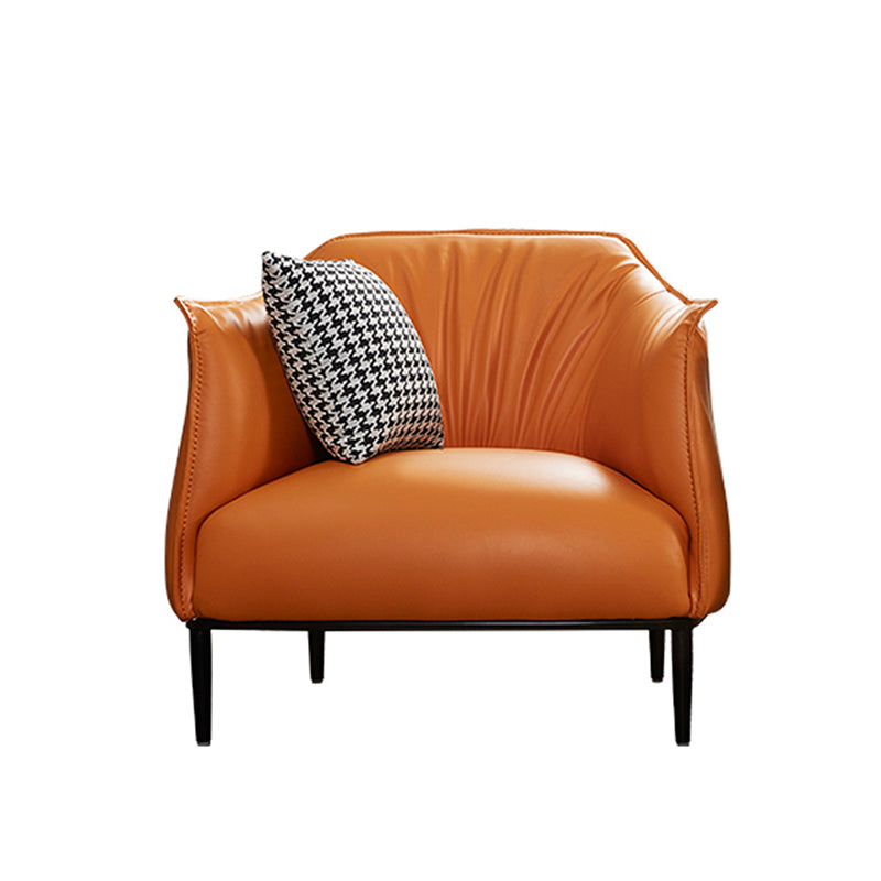 Faux Leather Barrel Accent Chair with Tight Back, 35.43" W √ó 33.86" L √ó 29.92" H