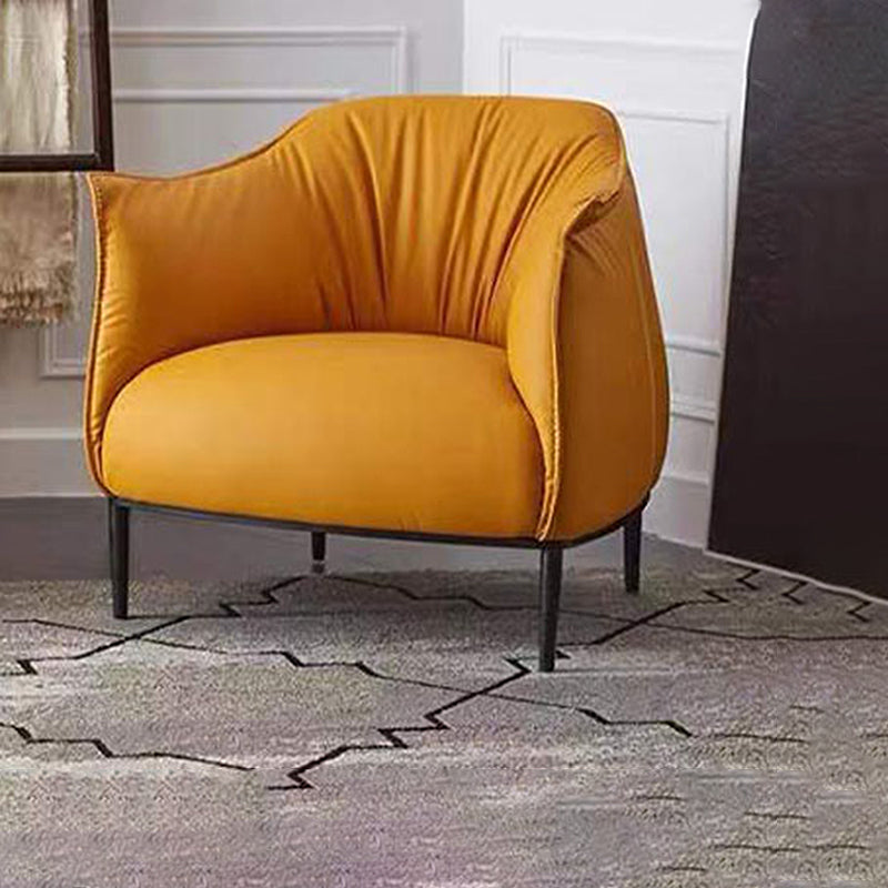 Faux Leather Barrel Accent Chair with Tight Back, 35.43" W √ó 33.86" L √ó 29.92" H