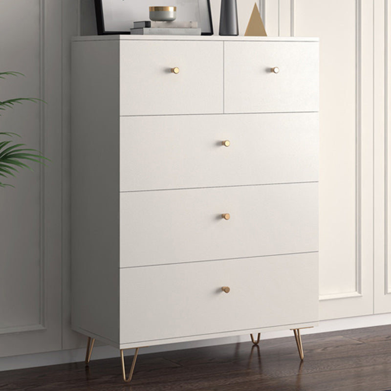 Modern Accent Chest Rectangle Accent Cabinet with Drawers in White