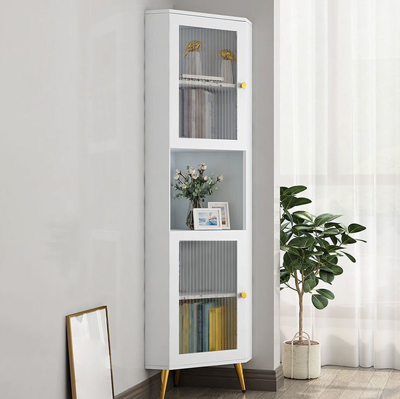 Contemporary Storage Cabinet with Shelf and Glass Doors Triangle Cabinet