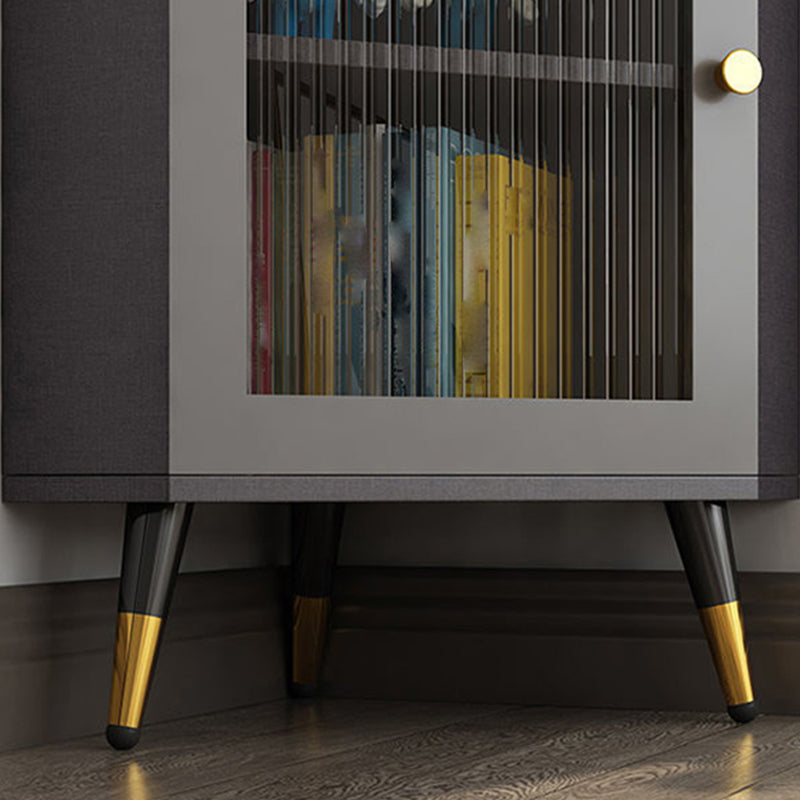 Contemporary Storage Cabinet with Shelf and Glass Doors Triangle Cabinet