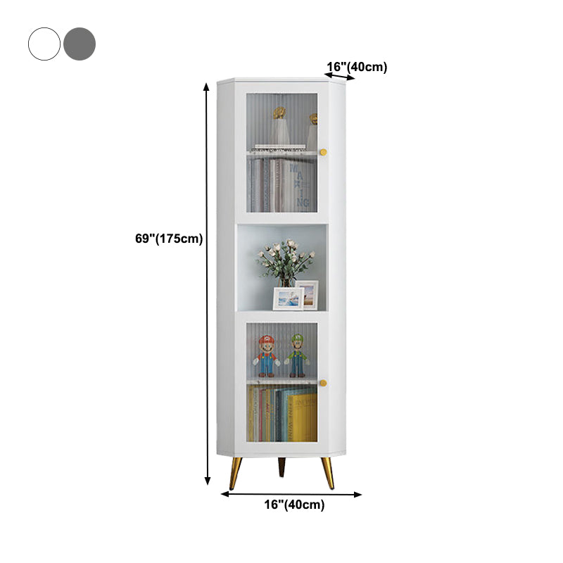 Contemporary Storage Cabinet with Shelf and Glass Doors Triangle Cabinet
