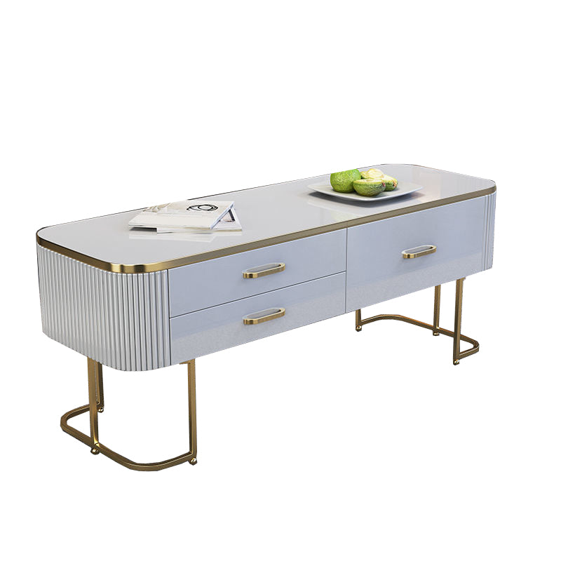 Contemporary Coffee Table with Storage Drawer and Golden Frame Base