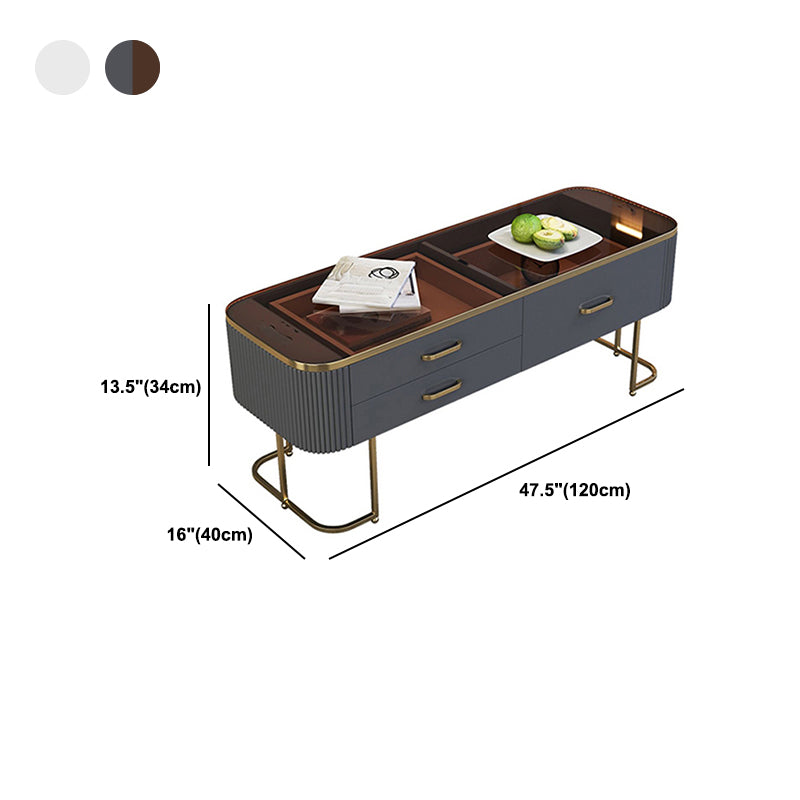 Contemporary Coffee Table with Storage Drawer and Golden Frame Base