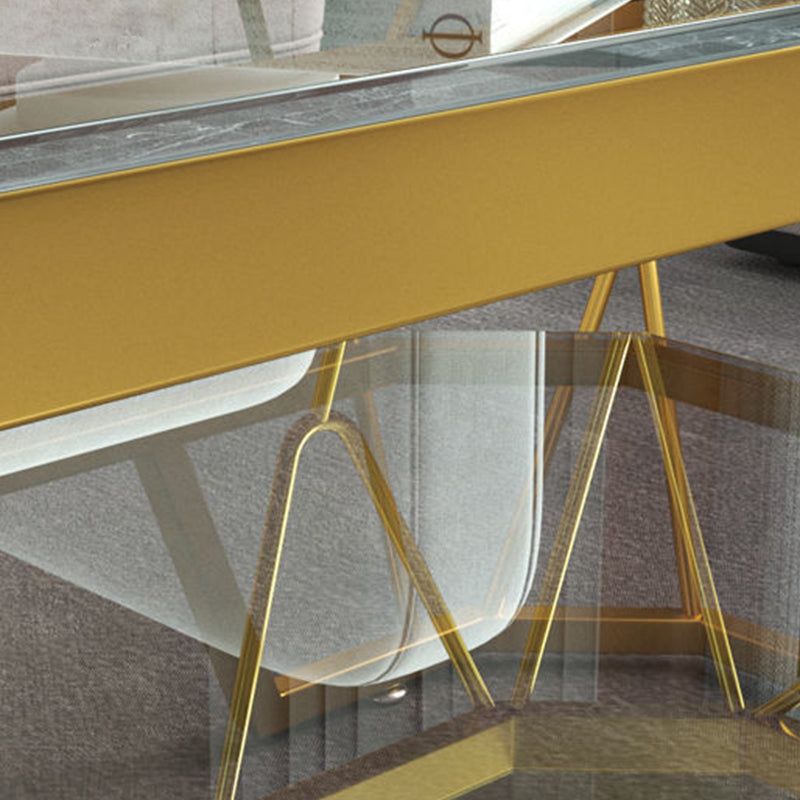 Modern Style Rectangular Glass Table Abstract Base Coffee Table