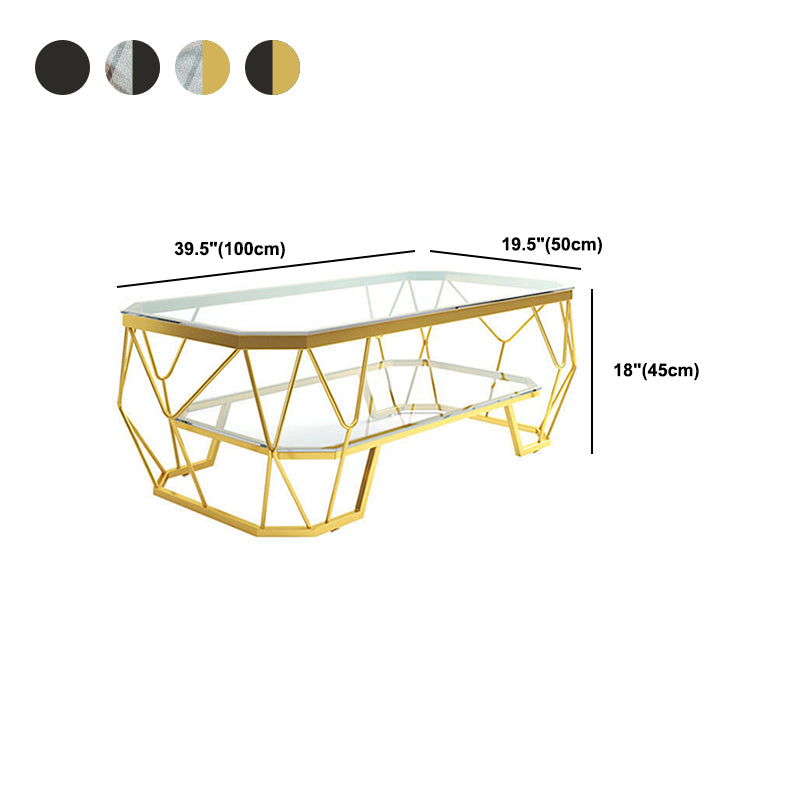 Modern Style Rectangular Glass Table Abstract Base Coffee Table