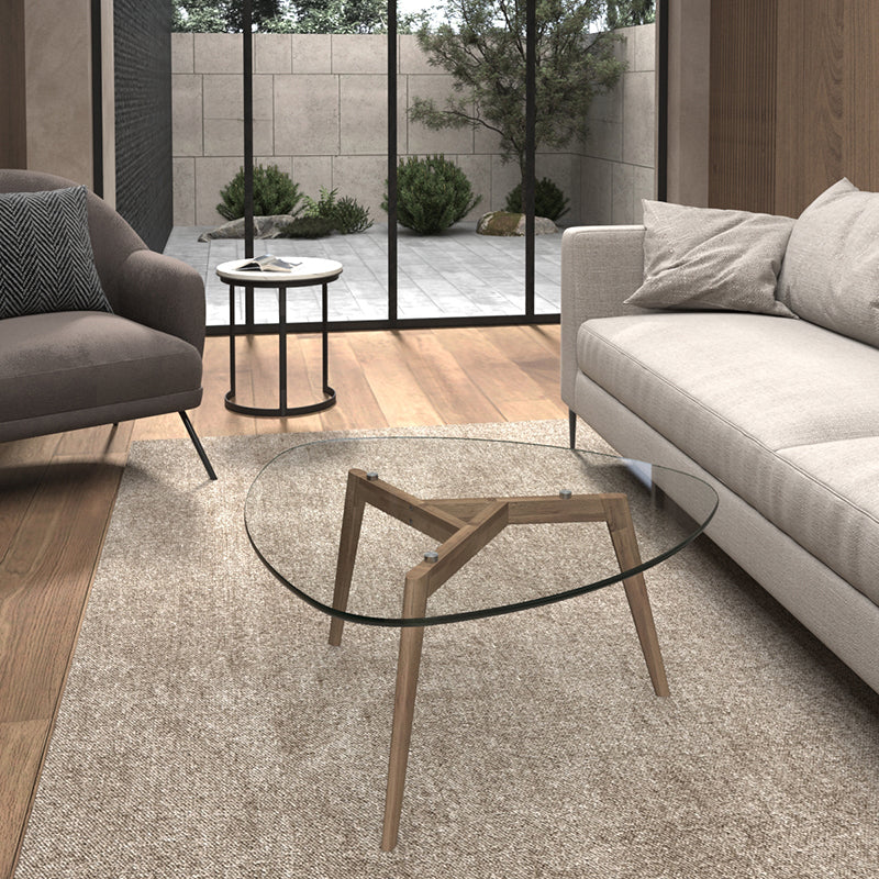 Modern 3 Legs Glass Coffee Table Triangle Coffee Table for Living Room