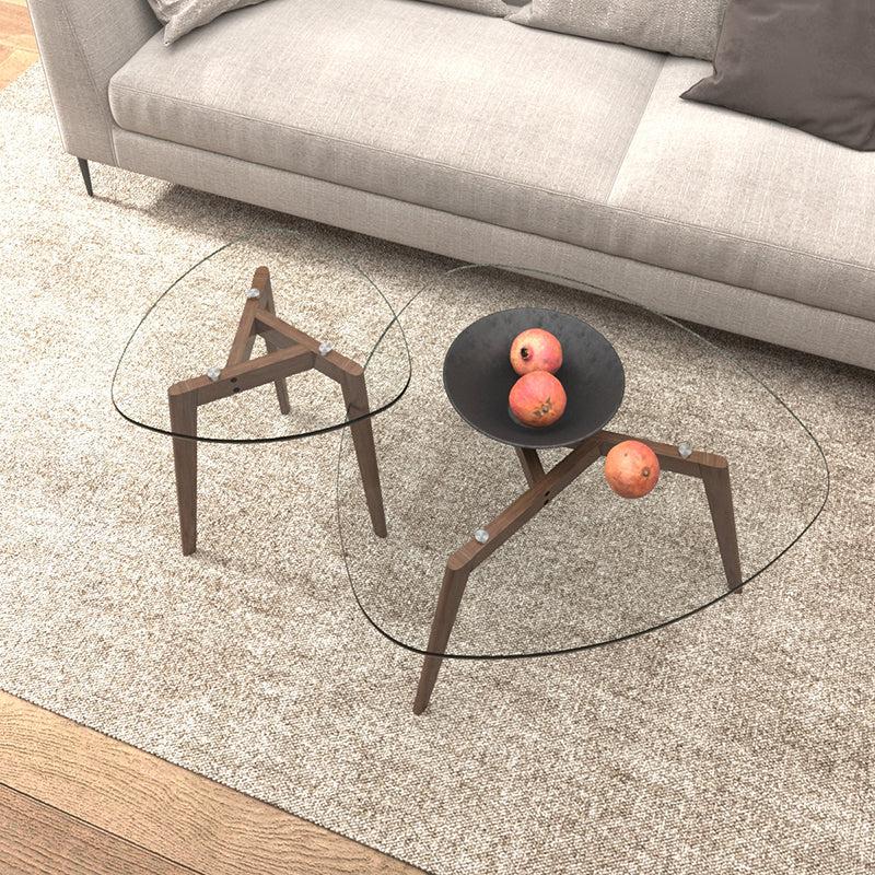 Modern 3 Legs Glass Coffee Table Triangle Coffee Table for Living Room