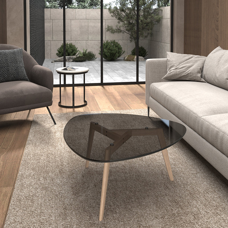 Modern 3 Legs Glass Coffee Table Triangle Coffee Table for Living Room