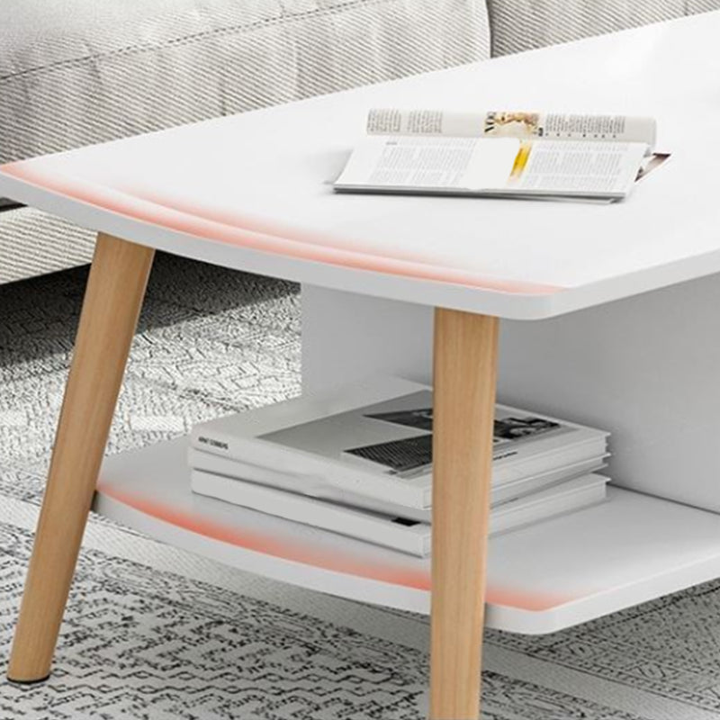 Modern Style Rectangular Artificial 4 Legs Base with Drawer Coffee Table