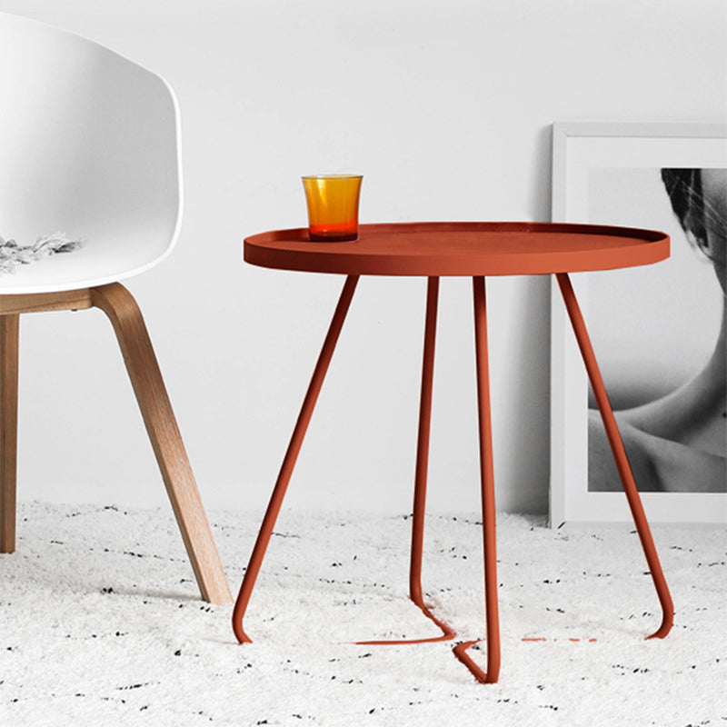 Mid-Century Metal Sled End Table Round Side Table for Living Room