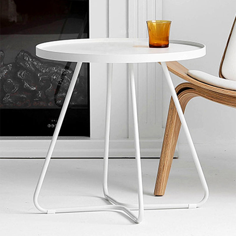 Mid-Century Metal Sled End Table Round Side Table for Living Room
