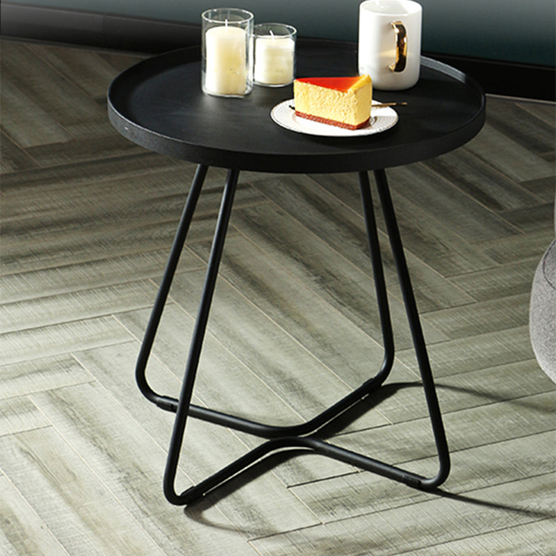 Mid-Century Metal Sled End Table Round Side Table for Living Room