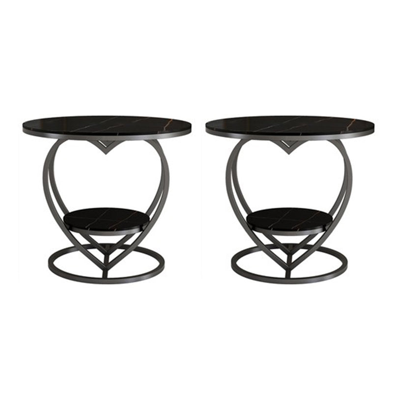 Modern 19.6"/23.6" Tall Round Slate Top Side Table Iron Abstract End Table