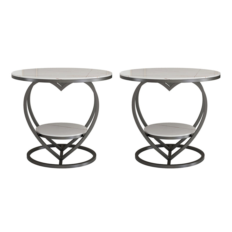 Modern 19.6"/23.6" Tall Round Slate Top Side Table Iron Abstract End Table