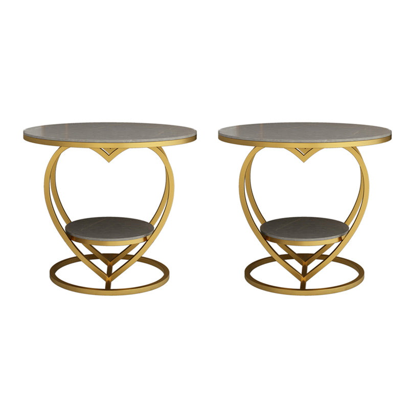 Modern 19.6"/23.6" Tall Round Slate Top Side Table Iron Abstract End Table