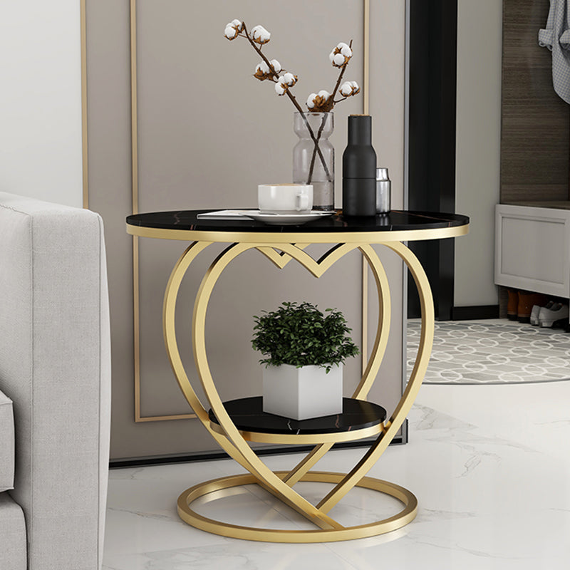 Modern 19.6"/23.6" Tall Round Slate Top Side Table Iron Abstract End Table