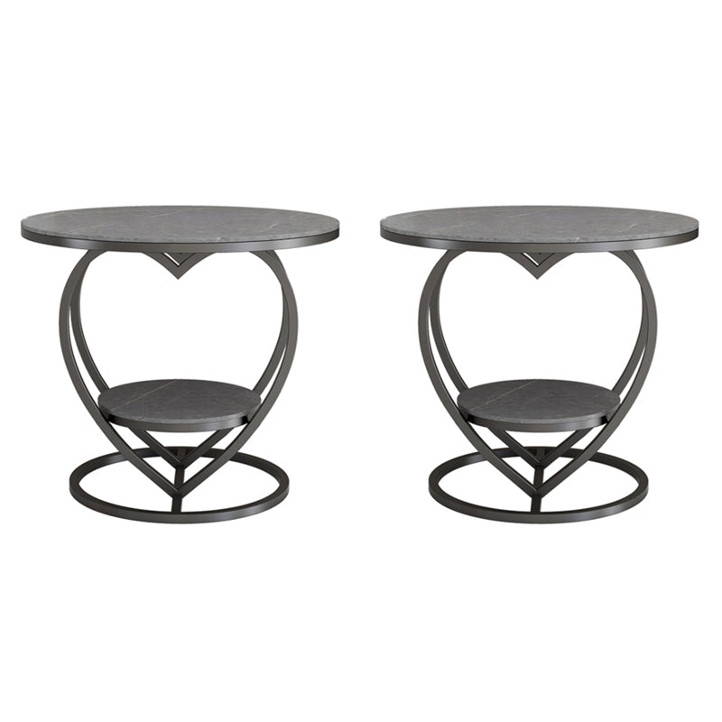 Modern 19.6"/23.6" Tall Round Slate Top Side Table Iron Abstract End Table