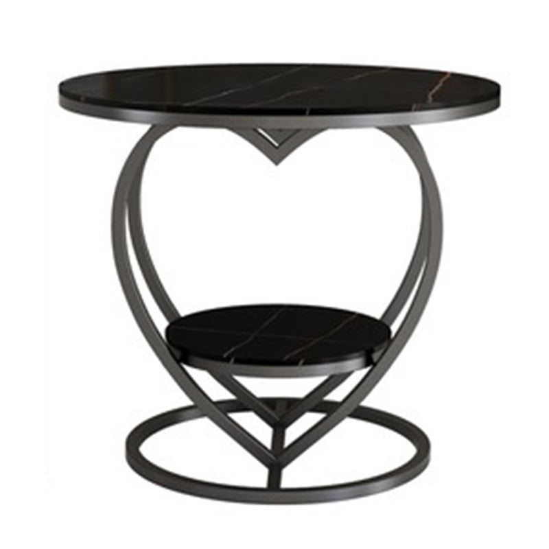 Modern 19.6"/23.6" Tall Round Slate Top Side Table Iron Abstract End Table