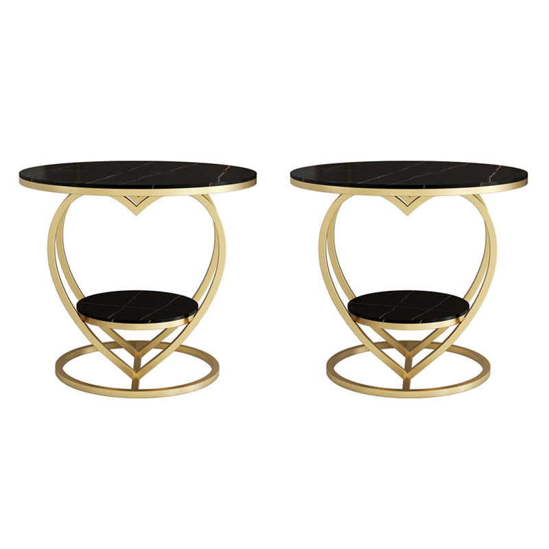 Modern 19.6"/23.6" Tall Round Slate Top Side Table Iron Abstract End Table