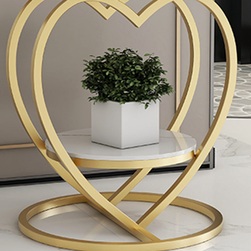 Modern 19.6"/23.6" Tall Round Slate Top Side Table Iron Abstract End Table