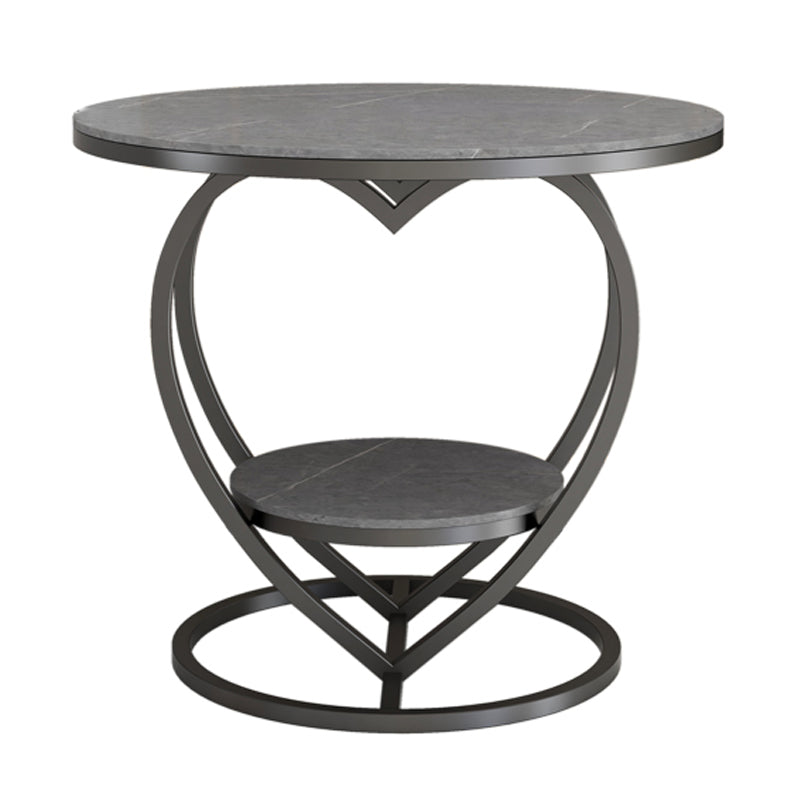 Modern 19.6"/23.6" Tall Round Slate Top Side Table Iron Abstract End Table