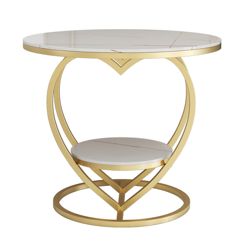 Modern 19.6"/23.6" Tall Round Slate Top Side Table Iron Abstract End Table