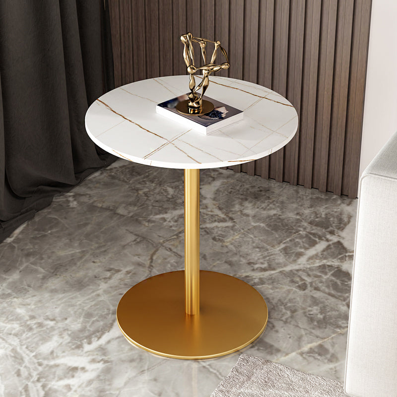 Modern 21.6" Tall Round Slate Top Side Table Iron Pedestal End Table