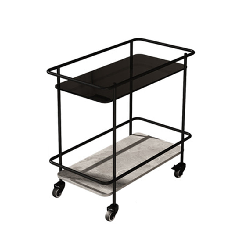 Contemporary Rectangular Glass Top End Table with Slate Shelve