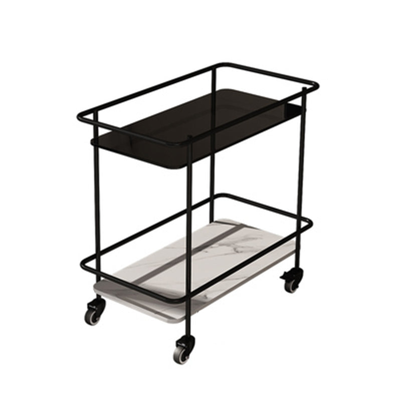 Contemporary Rectangular Glass Top End Table with Slate Shelve
