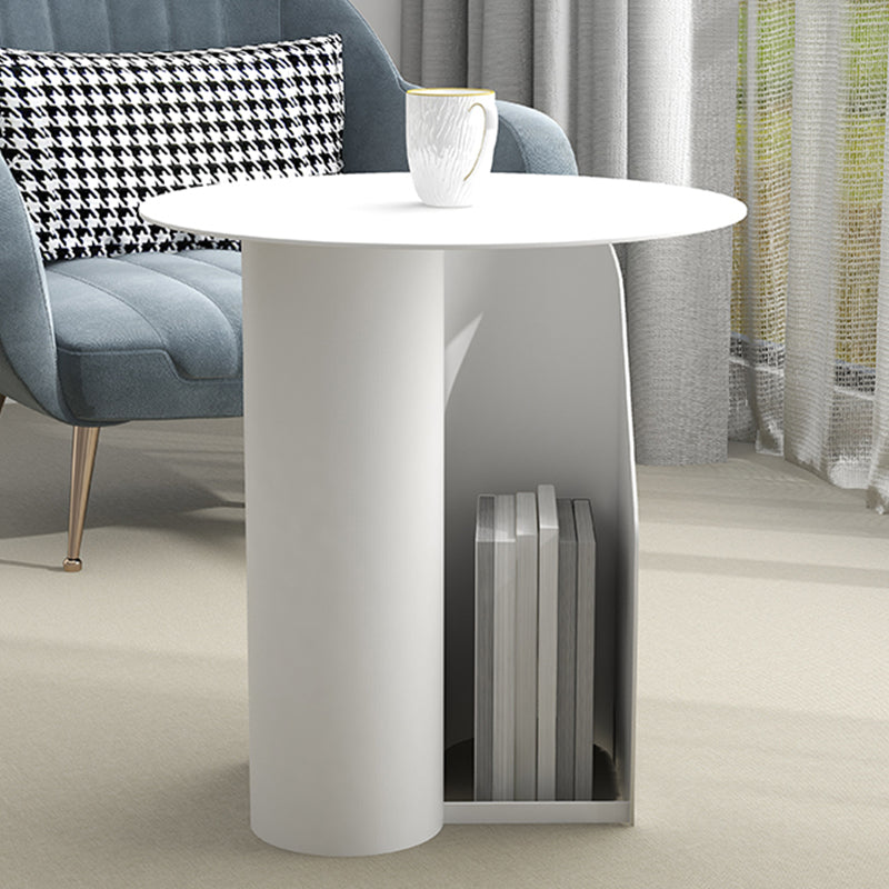 Mid-Century 17.7-inch Metal Round Top Side Table Iron Abstract End Table