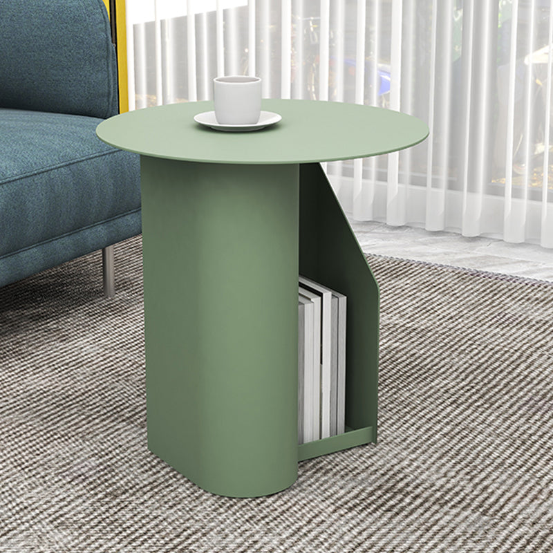 Mid-Century 17.7-inch Metal Round Top Side Table Iron Abstract End Table