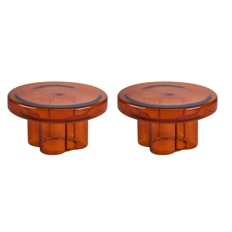 Contemporary Round Side Table Pedestal Clear Glass End Table