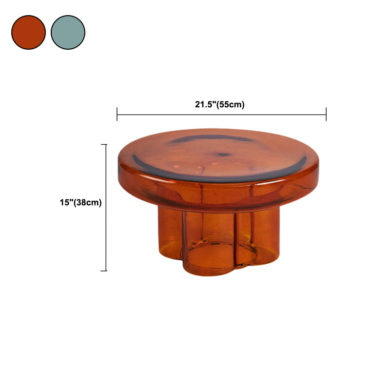 Contemporary Round Side Table Pedestal Clear Glass End Table