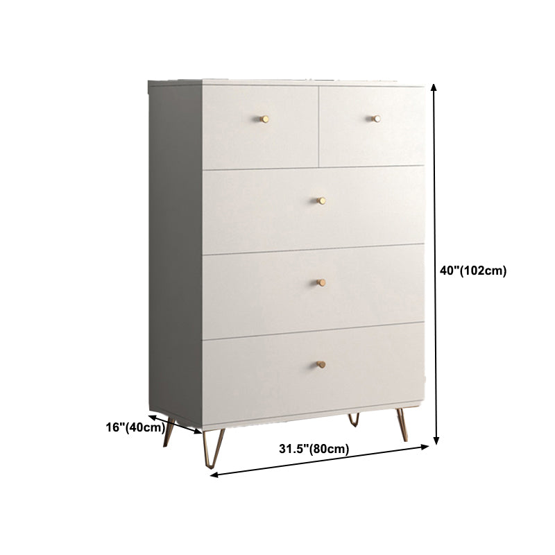 Modern Accent Chest Rectangle Accent Cabinet with Drawers in White