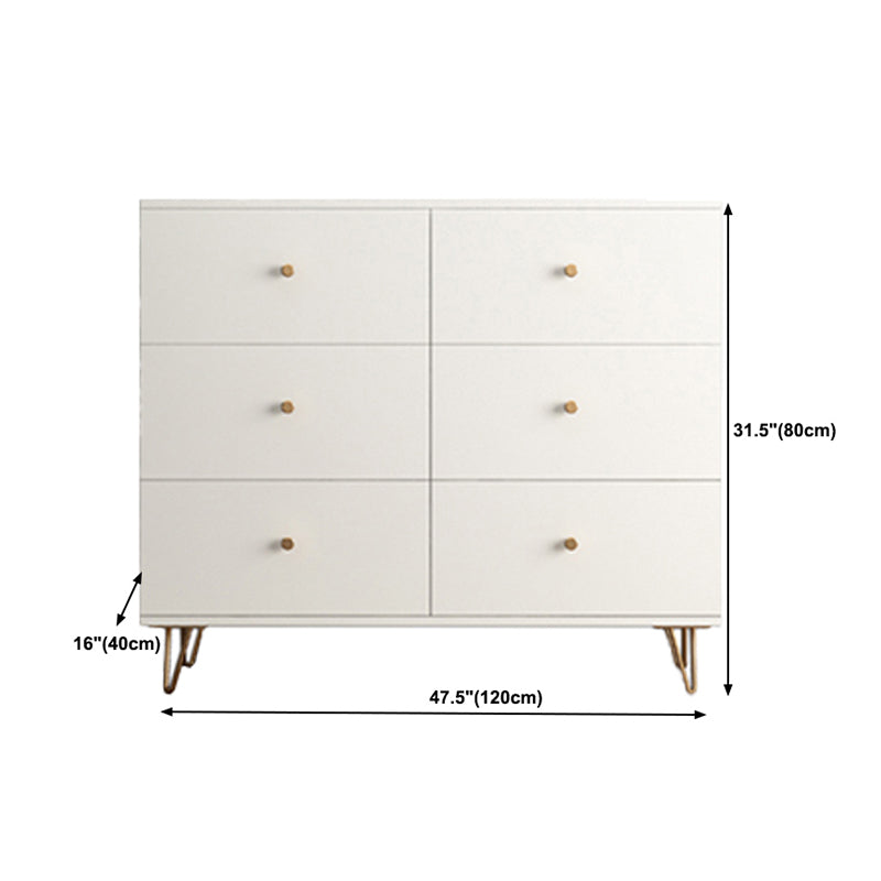 Modern Accent Chest Rectangle Accent Cabinet with Drawers in White