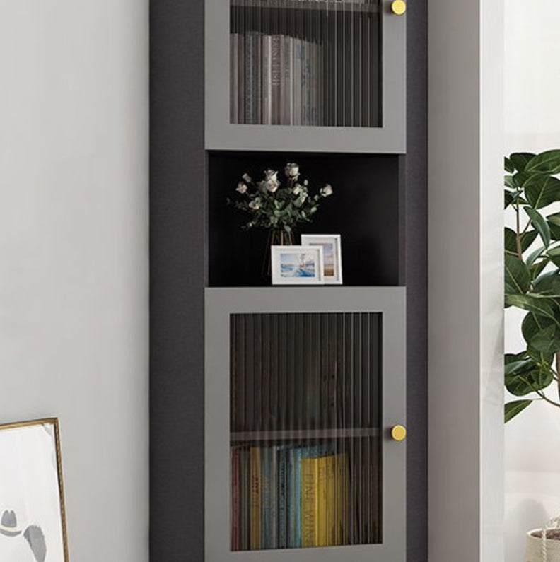 Contemporary Storage Cabinet with Shelf and Glass Doors Triangle Cabinet