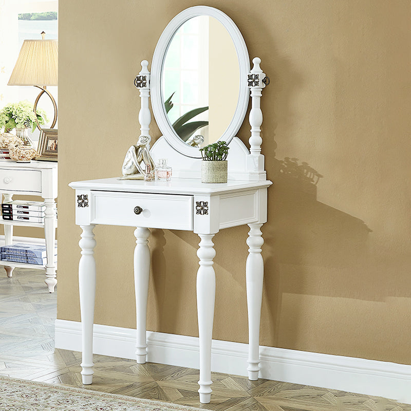 Traditional Makeup Vanity Desk Table with Drawer in Brown for Bedroom