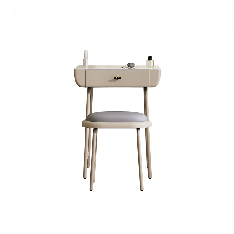 Glam Wood/ Marble With Drawer Vanity Table and Stool Set for Bedroom