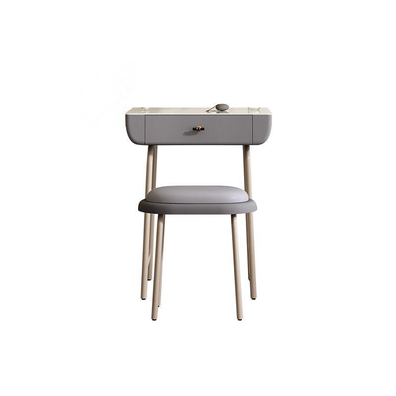 Glam Wood/ Marble With Drawer Vanity Table and Stool Set for Bedroom