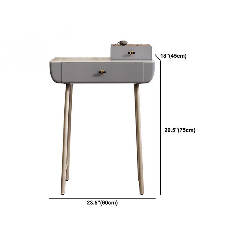 Glam Wood/ Marble With Drawer Vanity Table and Stool Set for Bedroom