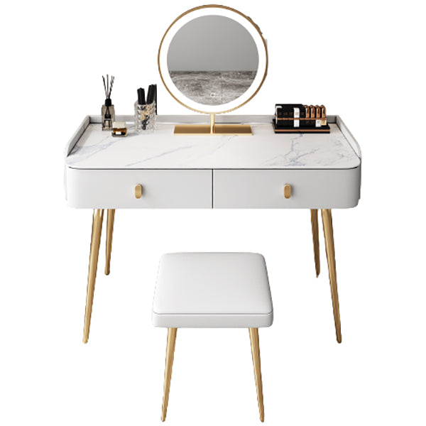 Glam Marble Makeup Vanity Set With Drawer for Bedroom in White