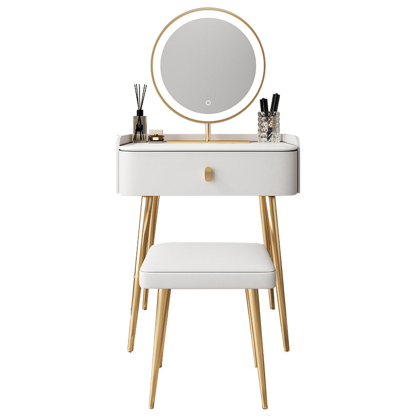 Glam Marble Makeup Vanity Set With Drawer for Bedroom in White