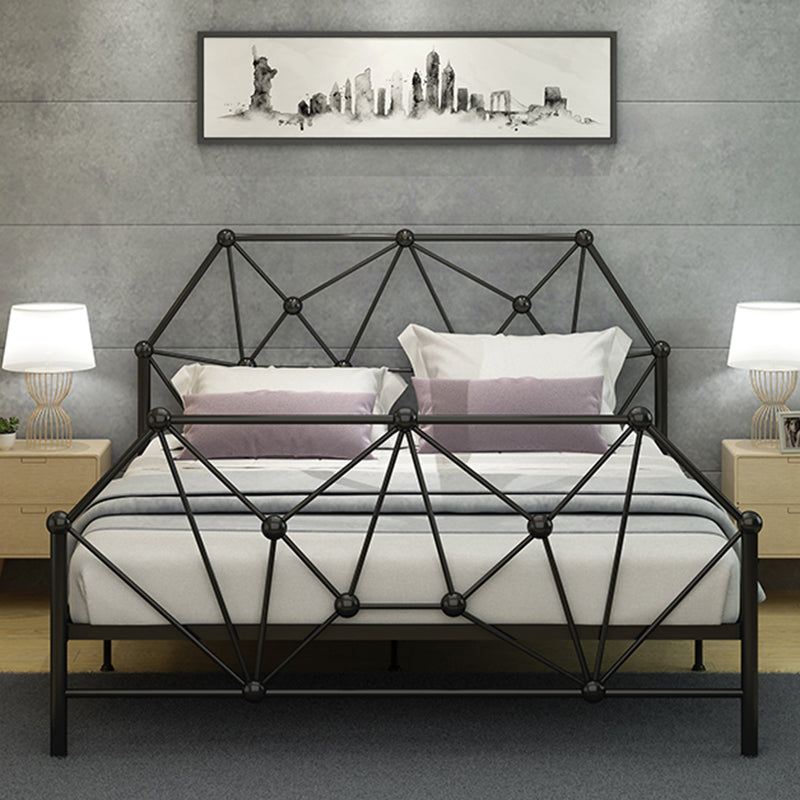 Contemporary Iron Bed Frame 39.76" H Wire-Grid Open-Frame Bed