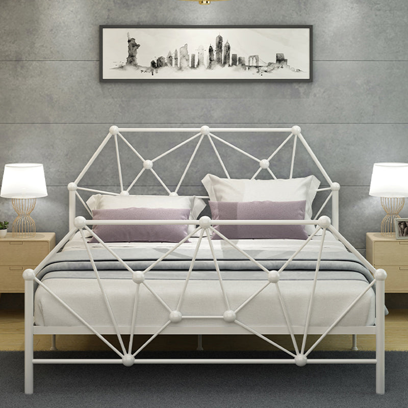 Contemporary Iron Bed Frame 39.76" H Wire-Grid Open-Frame Bed