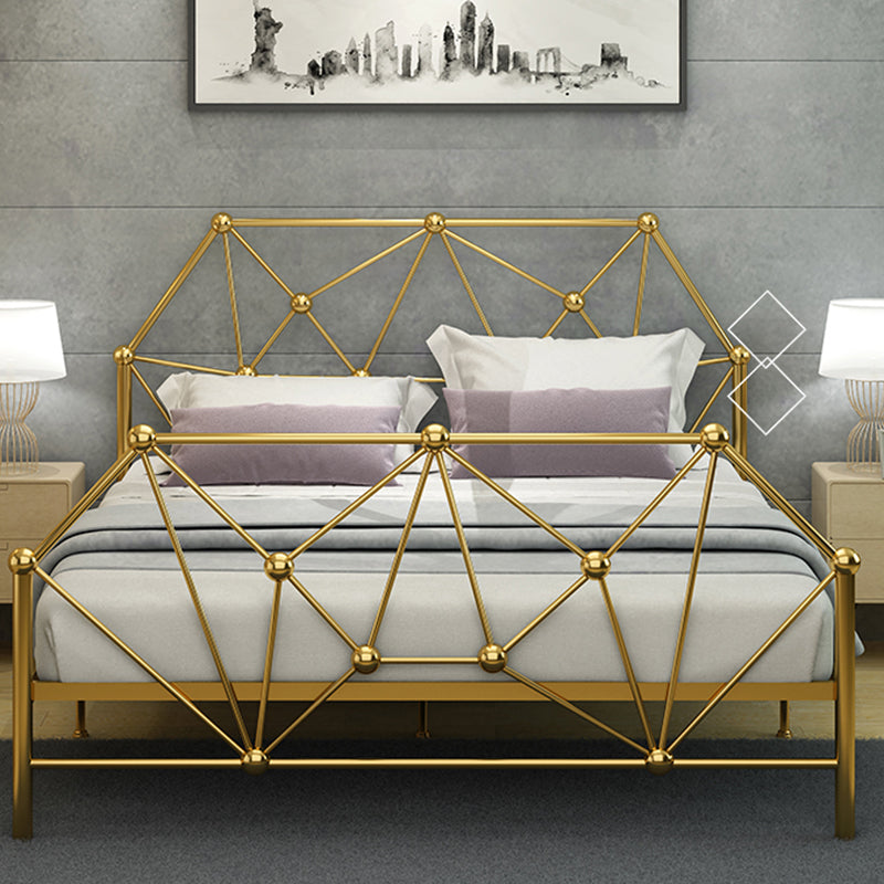 Contemporary Iron Bed Frame 39.76" H Wire-Grid Open-Frame Bed